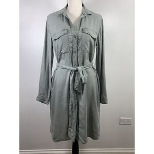 Cloth & Stone LS Shirt Dress Button Front Gray Chambray Roll Tab Sleeves Small